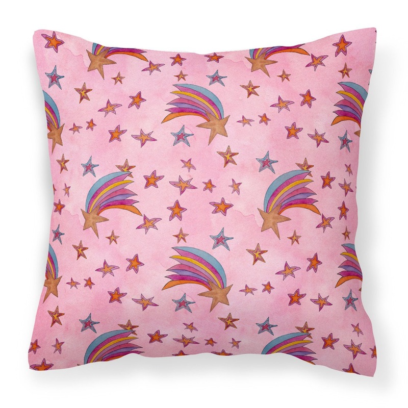 Watercolor Shooting Stars on Pink Fabric Decorative Pillow BB7548PW1818