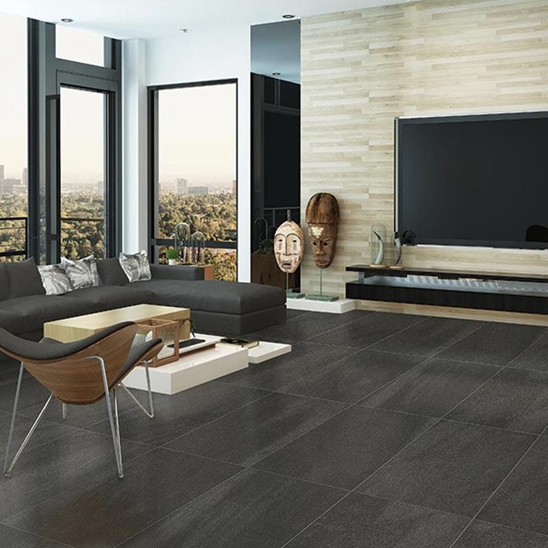 A-Lier Black Lappato Porcelain Floor and Wall Tile - Liberty US Collection