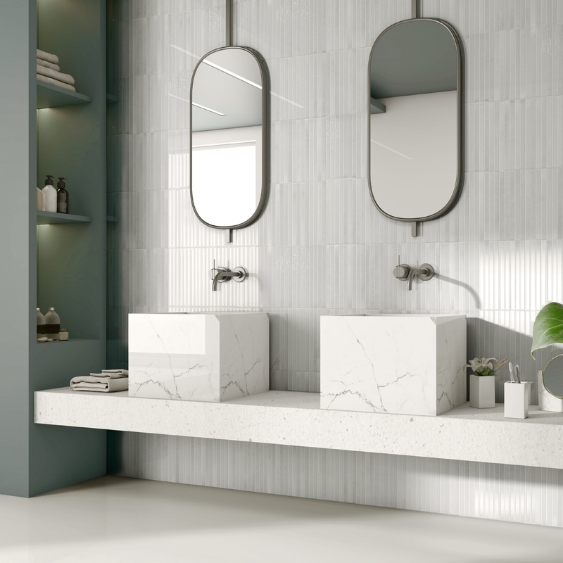 Gems Bianco 5"x10" Glossy Porcelain Fluted Wall Tile - MSI Collection
