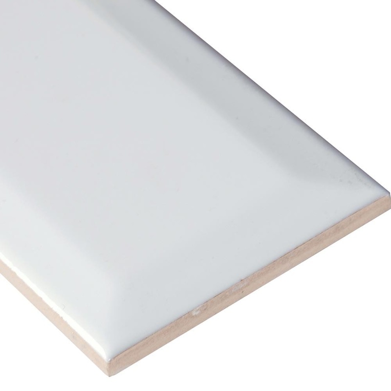 White Glossy Beveled 3"x6" Glazed Ceramic Wall Tile- MSI Collection