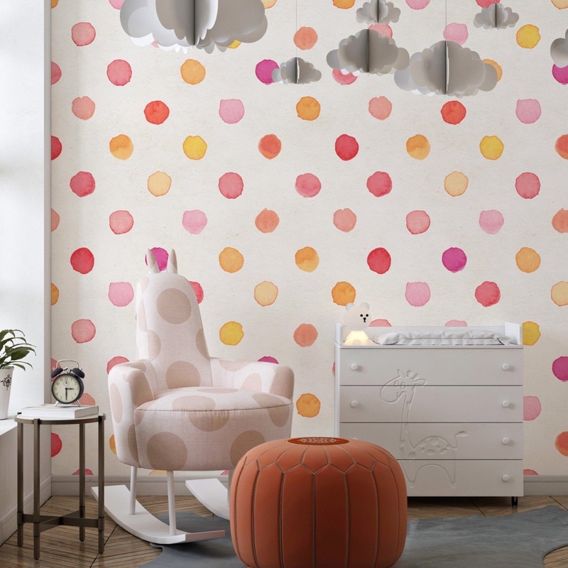Gender Neutral Nursery Wallpaper | Polka Dot Wallpaper