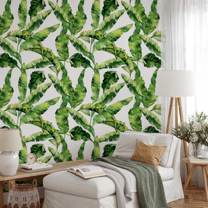 Green Tropical Leaf Wallpaper