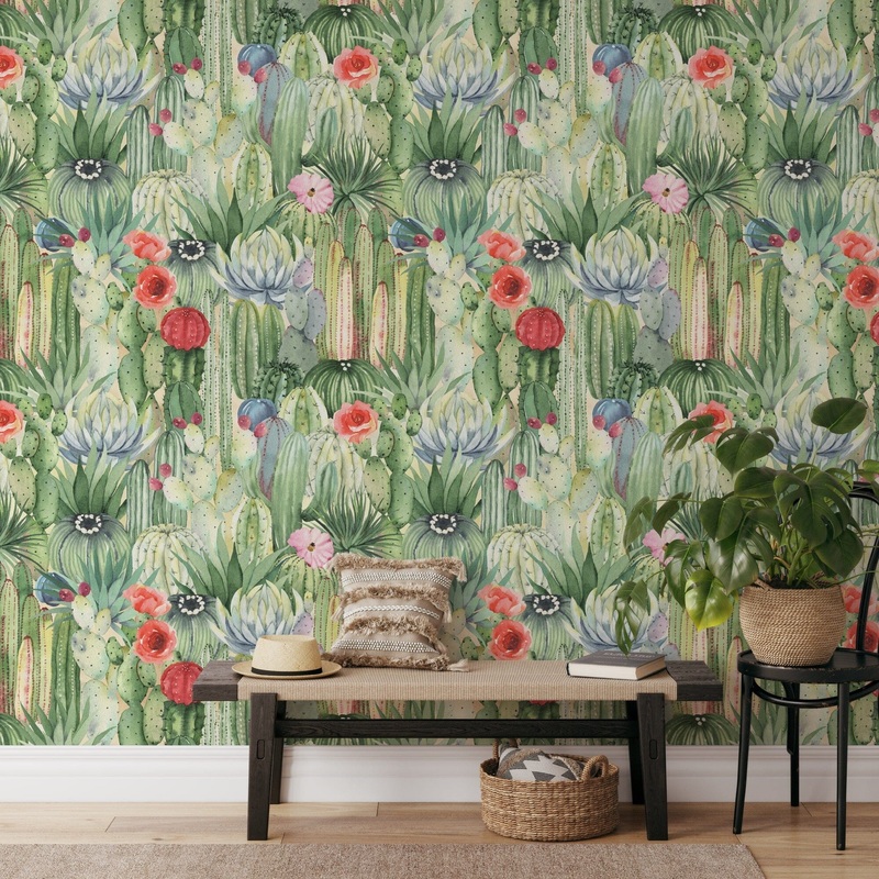 Western Cactus Wallpaper Peel and Stick