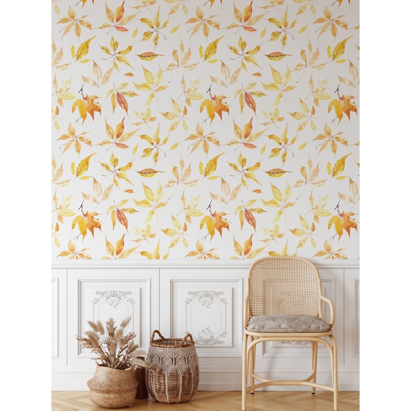 Yellow Fall Leaves Wallpaper - Removable Wallpaper
